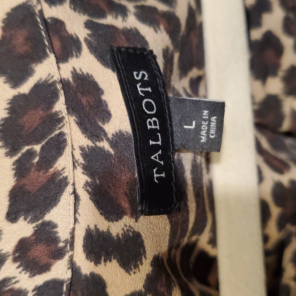 Talbots Long Sleeve Leopard Print Popover Blouse Animal Print - Picture 4 of 5